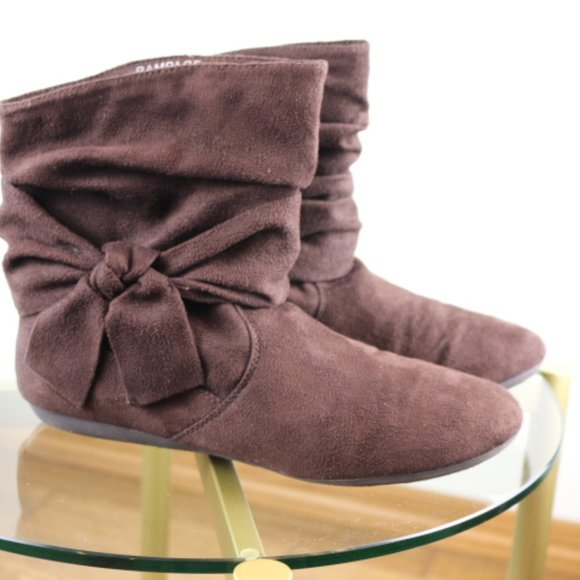 Rampage - brown faux suede flat ankle boot - Picture 1 of 6